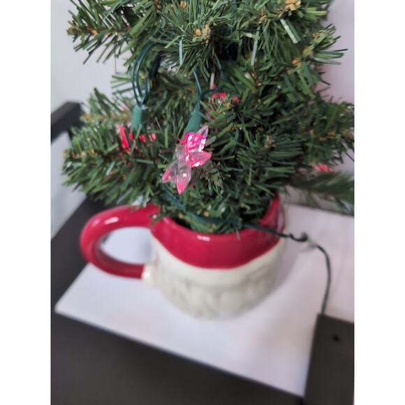 Vintage Sleigh Bell Bistro Winking Santa Mug with Christmas Tree Star Light... - Picture 5 of 6